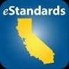 eStandards. Yellow silhouette of California on a blue background.